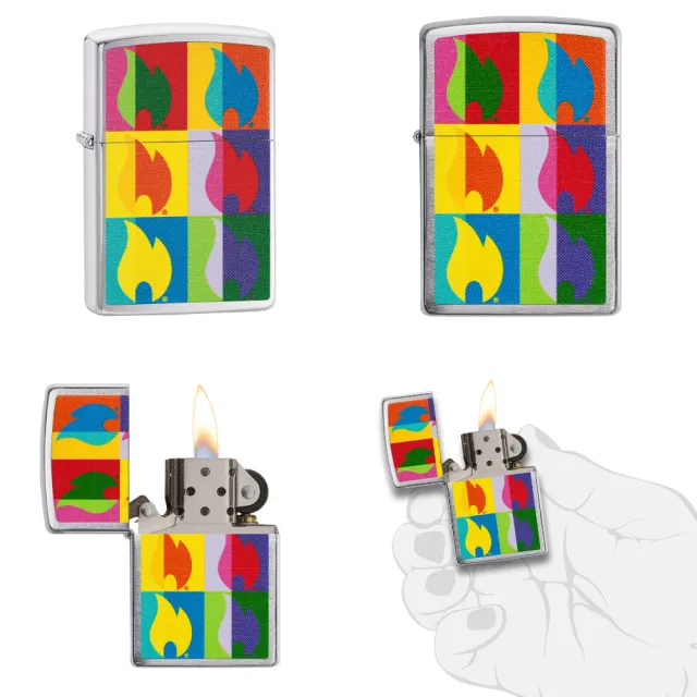 【Zippo】經典色塊火焰防風打火機(美國防風打火機)