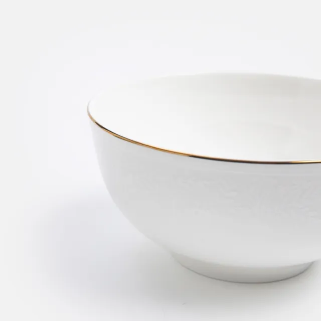 【HOLA】斯凱勒骨瓷湯碗15.7cm 花邊白