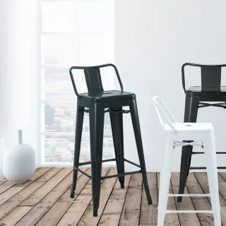 【E-home】Myth密斯工業風金屬低背吧檯椅-座高66cm 4色可選(網美 戶外 工業風 高腳椅)