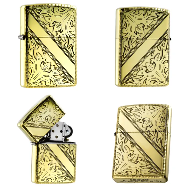 【Zippo】切角藤蔓花紋-仿古銅-防風打火機(美國防風打火機)