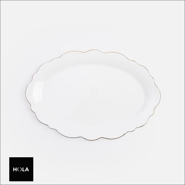 HOLA 斯凱勒骨瓷橢圓盤30.5cm 花邊白