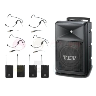 【TEV】TA-6900 配4頭戴式 無線麥克風(8吋180W移動式無線擴音機/無DC/無USB)