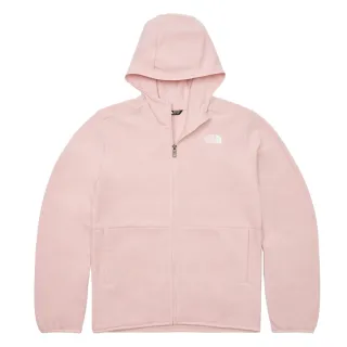 【The North Face 官方旗艦】北面兒童粉色經典品牌LOGO連帽抓絨外套｜8A47LK6