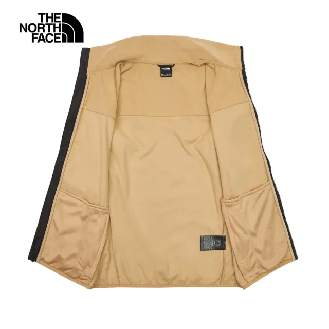 【The North Face 官方旗艦】北面男款卡其色舒適保暖立領抓絨外套｜83OSQV2