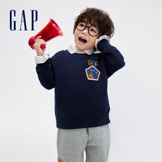 【GAP】男幼童裝 Gap x 汪汪隊立大功聯名 Logo印花刷毛圓領大學T-海軍藍(847362)