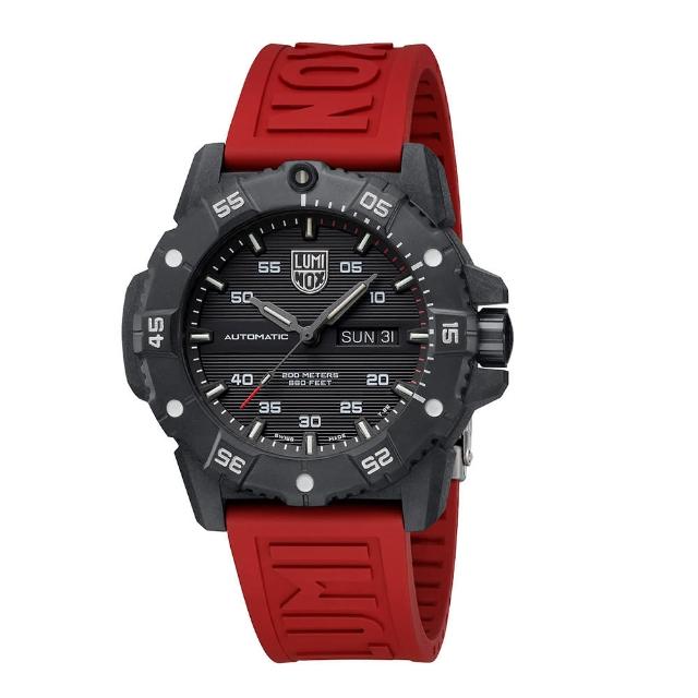 【LUMINOX 雷明時】Master Carbon SEA 碳纖維超級海豹自動機械錶(紅色 45mm / 3875)