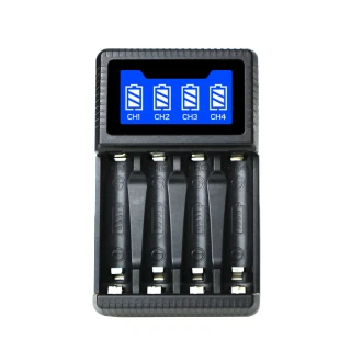 LCD智慧型四槽USB電池充電器 可充3號4號充電電池 可獨立充電