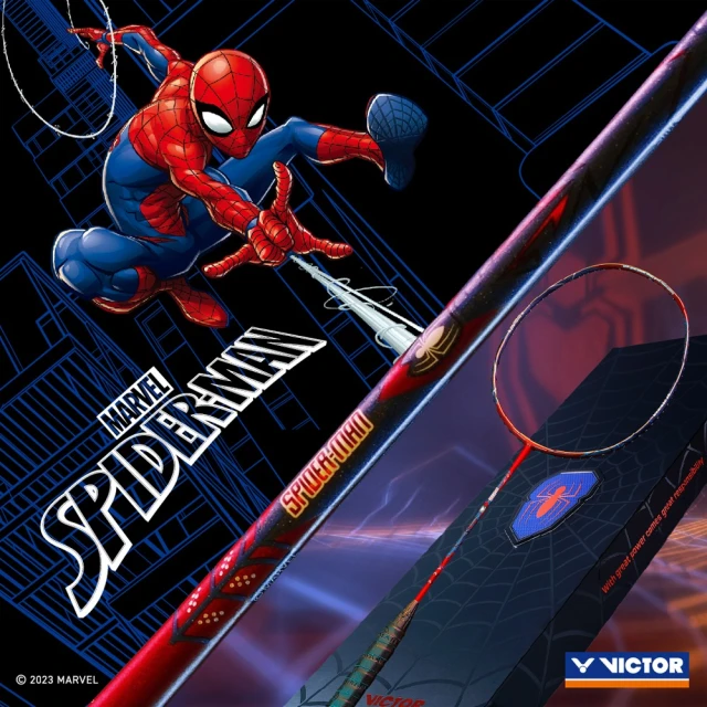 VICTOR 勝利體育 聯名系列 蜘蛛人限量禮盒組 羽球拍4U(SPIDER-MAN GB D 鮮紅)