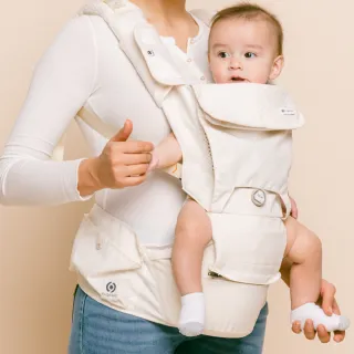 【hugpapa】DIAL-FIT PRO 3合1 韓國嬰兒透氣減壓背帶 新生兒腰凳背巾/揹巾 象牙白(冬季限定款)