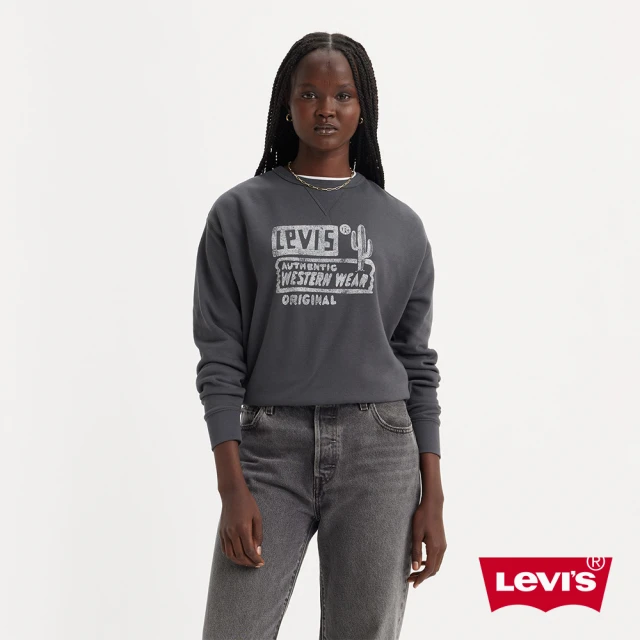 LEVIS 女款 重磅大學Tee / 美式休閒印花 300GSM厚棉 黑 人氣新品 A7288-0013