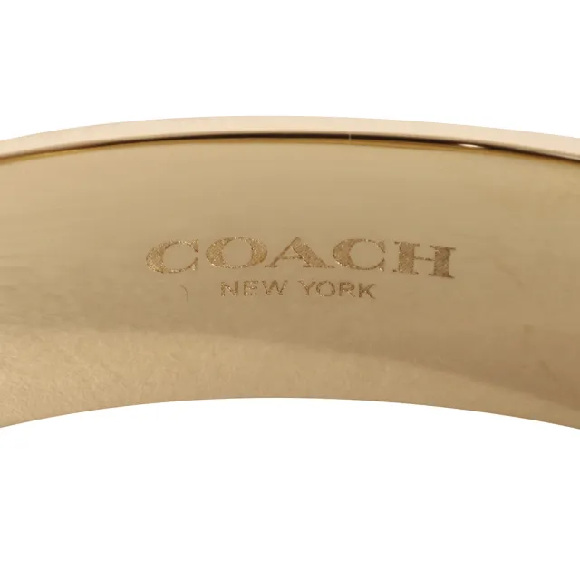 【COACH】滿版字母 C LOGO不銹鋼手環(金底黑字)