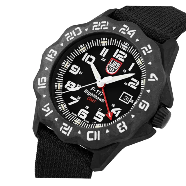 【LUMINOX 雷明時】F-117 Nighthawk夜鷹戰機腕錶 瑞士錶(黑x白時標44mm 6441)