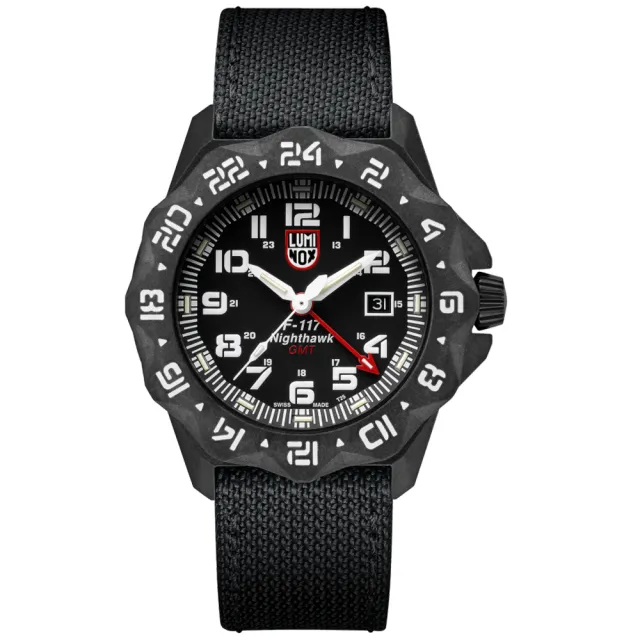 【LUMINOX 雷明時】F-117 Nighthawk夜鷹戰機腕錶 瑞士錶(黑x白時標44mm 6441)