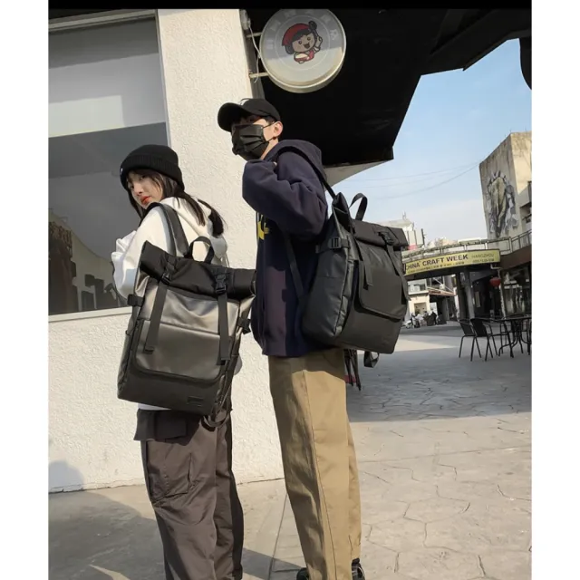 【NOOYA 野谷】韓系防水大容量翻蓋雙肩包(電腦後背包 男後背包 筆電後背包 電腦背包 商務後背包)