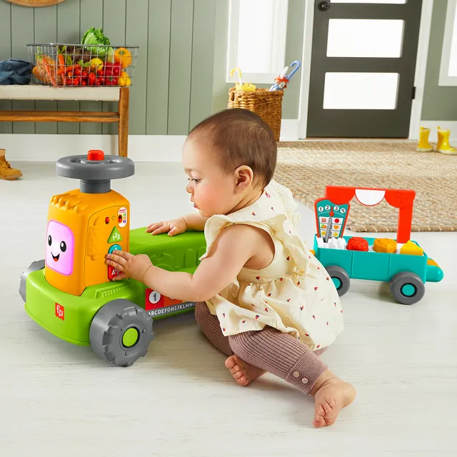 【Fisher price 費雪】農場市集學習車(超值2件組/農場市集學步車+拖拉車)