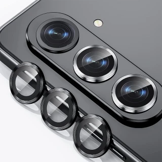【HH】samsung Galaxy Z Fold5 帶定位輔助器鋁合金框-黑色-鋼化玻璃鏡頭貼(GPN-SSZFD5-KALENS)