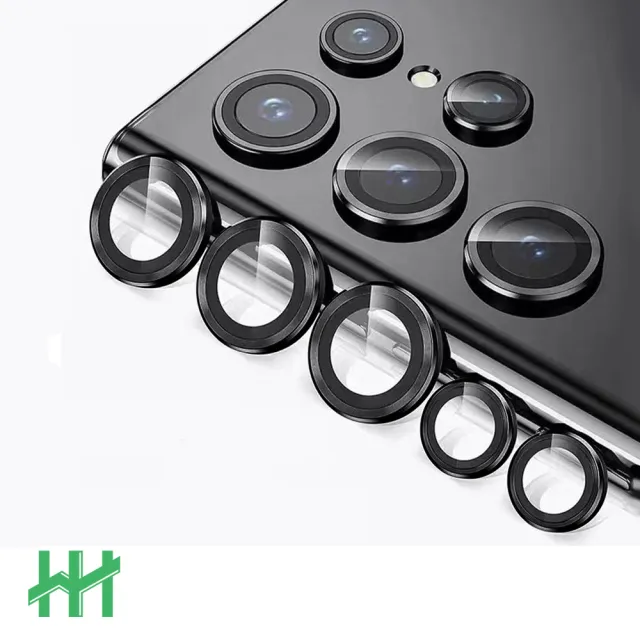 【HH】samsung Galaxy S23 Ultra 帶定位輔助器鋁合金框-黑色-鋼化玻璃鏡頭貼(GPN-SSS23U-KALENS)