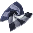 【BURBERRY 巴寶莉】格紋絲綢緞面圍巾(深藍色)