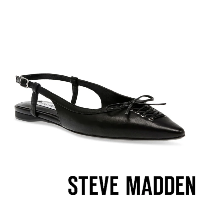 STEVE MADDEN REYANNE 綁帶蝴蝶結尖頭平底涼拖鞋(黑色)