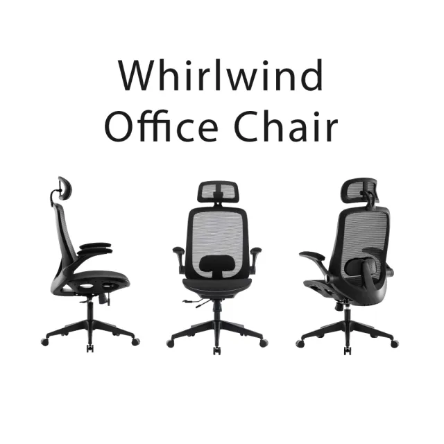 【E-home】Whirlwind旋風全網多功能高背電腦椅 黑色(辦公椅 主管椅 人體工學)
