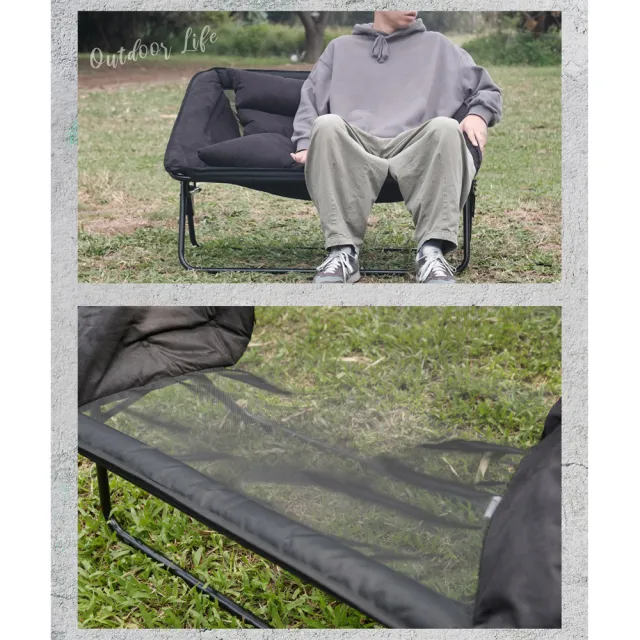 【NUIT 努特】暖窩 雙人沙發四季椅 含沙發墊 情人椅 摺疊椅 折合椅 折疊椅 沙發椅露營椅 雙人椅(NTC140)