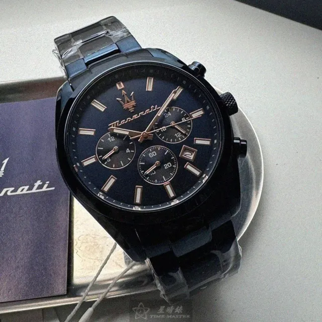 【MASERATI 瑪莎拉蒂】MASERATI手錶型號R8873626003(寶藍色錶面寶藍錶殼寶藍精鋼錶帶款)