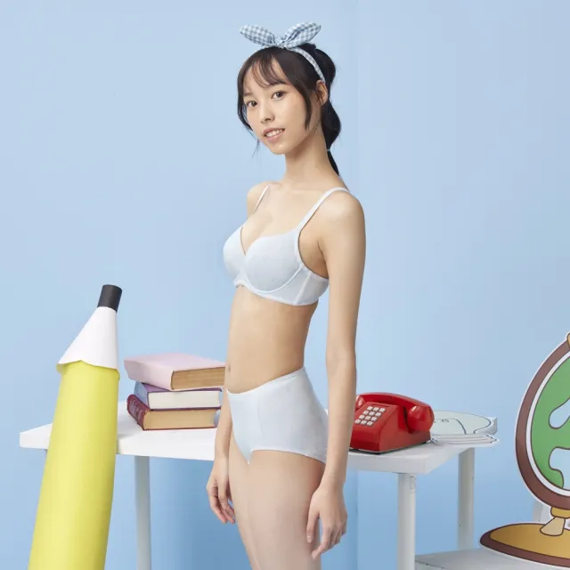 【BeenTeen 嬪婷】學生系列-Q萌牛奶 D罩杯第三階段軟鋼圈內衣 BB2347D3(快樂藍)