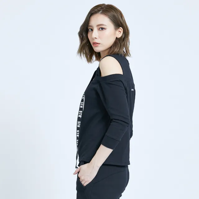 【5th STREET】女裝露肩造型長袖T恤-黑色