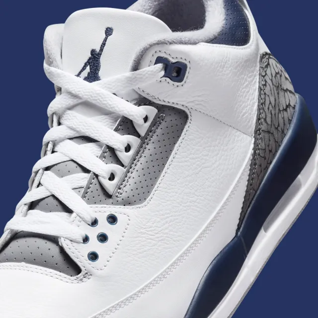 NIKE 耐吉】休閒鞋AIR JORDAN 3 RETRO MIDNIGHT NAVY 午夜藍白藍男鞋