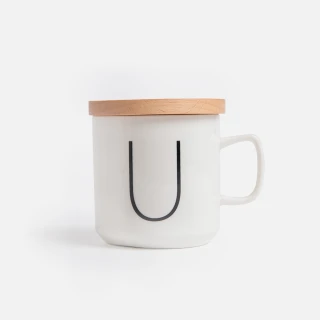 【HOLA】午茶時光木蓋字母馬克杯-U