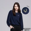 【MYSHEROS 蜜雪兒】網路獨家商品 優雅氣質上衣 附麋鹿飾品 網紗設計領(藍)