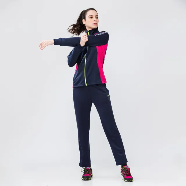 【SASAKI】吸濕排汗伸縮針織運動長褲-直筒-女-丈青/桃紅