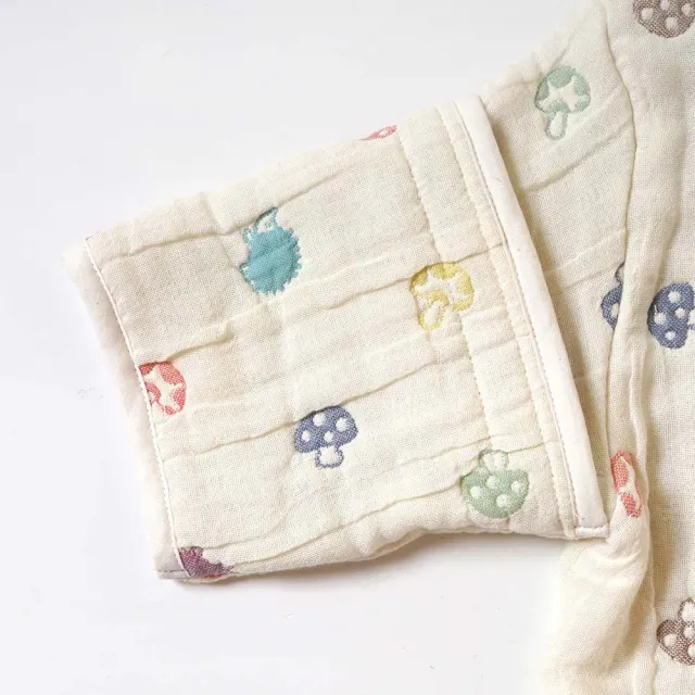 【Hoppetta】羊毛蘑菇六層紗可拆袖成長型睡袍(送刺蝟束口收納包+蘑菇手帕)