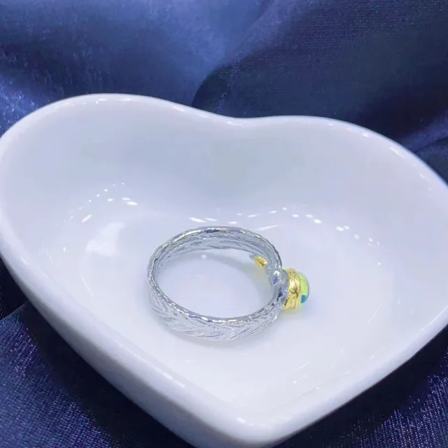 【勝弘珠寶】多明尼加天空藍琥珀天使羽毛戒指