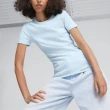 【PUMA】短袖 Classics Ribbed Slim 女款 藍 短T 合身 刺繡Logo(62138269)