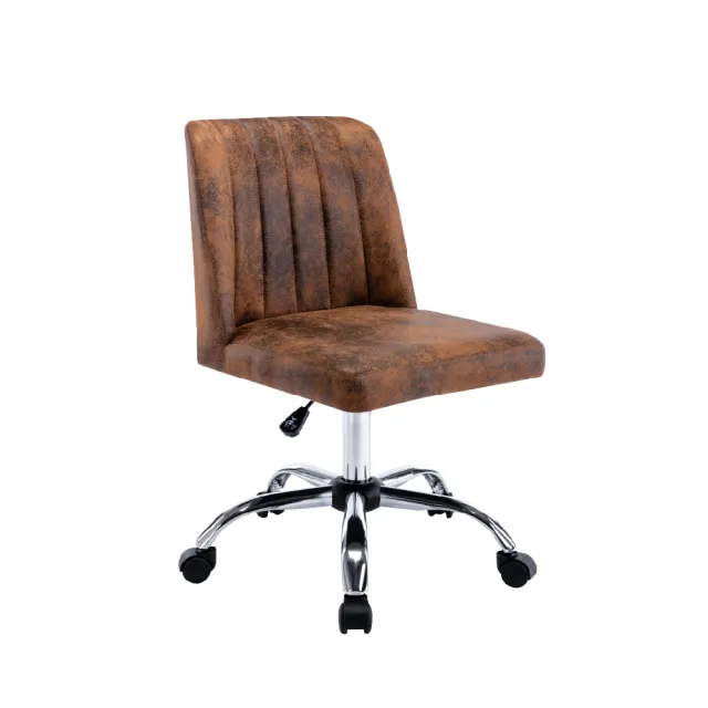 【E-home】Keith基斯直紋簡約科技布電腦椅 棕色(辦公椅 網美椅 工業風 會議椅)