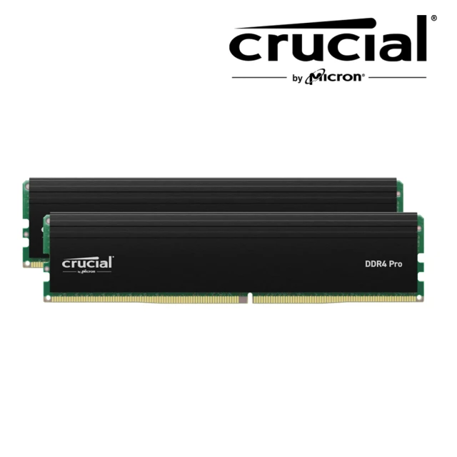 【Crucial 美光】PRO DDR4 3200 32GB 桌上型記憶體(16GBx2雙通道RAM 原生顆粒/電競黑/支援XMP超頻功能)