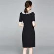 【M2M】現貨-玩美衣櫃法式典雅白蕾絲花扣黑裙洋裝S-2XL