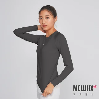 【Mollifix 瑪莉菲絲】A++無縫針織長袖訓練上衣、瑜珈服(深灰)