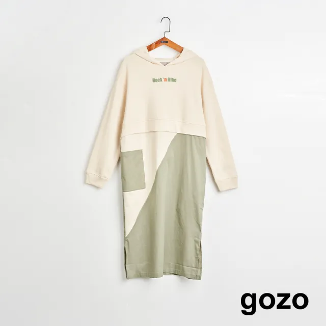 【gozo】MOMO獨家款★限量開賣 不規則造型假兩件長洋裝(兩色)