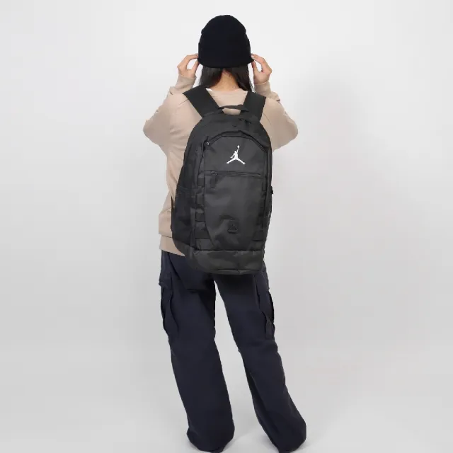 【NIKE 耐吉】後背包 Jordan 黑 白 大容量 多夾層 喬丹 筆電包 雙肩包 背包(JD2413005AD-002)