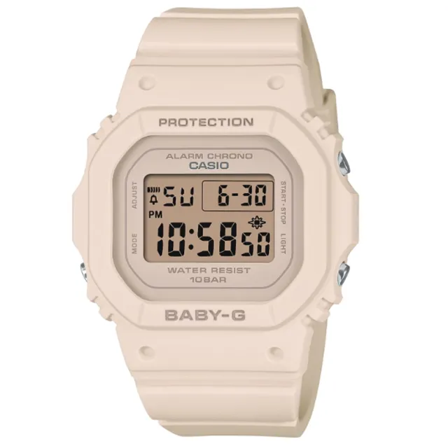 【CASIO 卡西歐】BABY-G 簡約輕薄耐衝擊電子腕錶 粉 BGD-565U-4_37.9mm