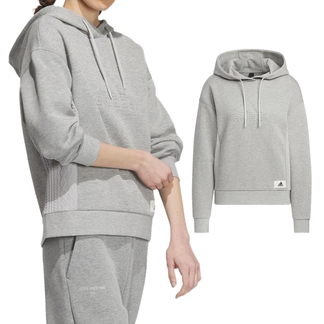 adidas 愛迪達adidas 愛迪達 Lounge Hoody 女款 灰色 運動 休閒 帽T 連帽T 上衣 連帽 長袖 IP0754