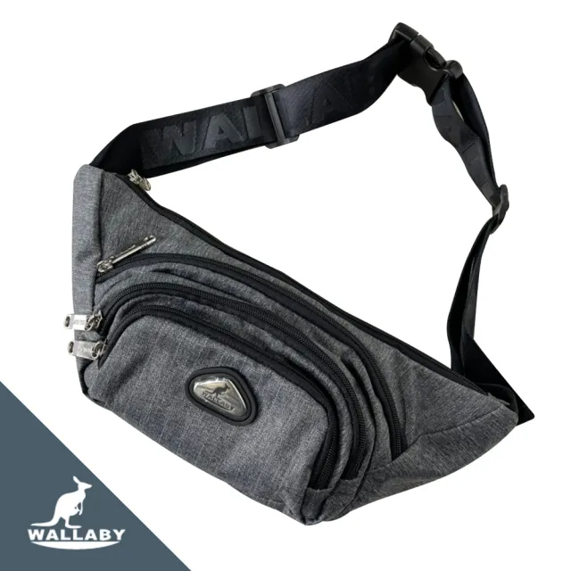 【WALLABY】袋鼠牌 MIT 腰包單肩包 兩用包 輕量外出包 防潑水 灰色/藍色/黑色