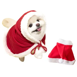 【QIDINA】聖誕麋鹿法蘭絨保暖 寵物披肩-H(貓衣服 寵物服飾 寵物衣服 狗狗衣服)