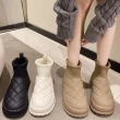 【baibeauty 白鳥麗子】日系溫柔針織襪套菱格紋厚底短靴(雪靴)