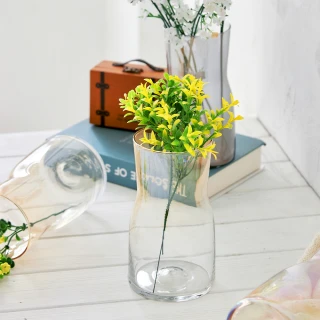 【好物良品】INS風雙色漸變手工玻璃花瓶(五款任選｜花藝花器 插花裝飾品 桌面餐桌擺飾)