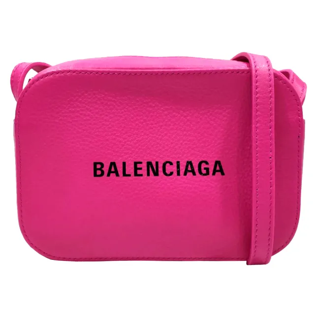 【Balenciaga 巴黎世家】552372 經典EVERYDAY系列品牌字母烙印小牛皮相機斜背包(桃色-XS)