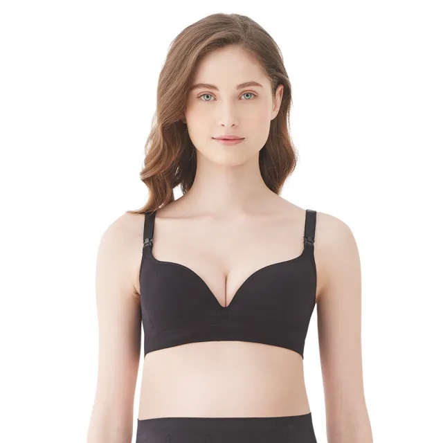 【Gennies 奇妮】哺乳內衣 一體成型舒適軟鋼圈內衣(黑)