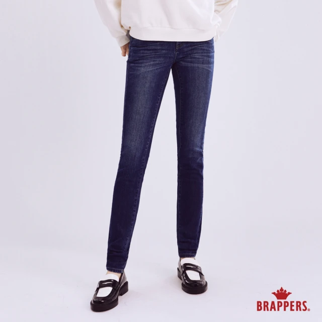 【BRAPPERS】女款 新美腳ROYAL系列-中腰彈性窄管褲(深藍)